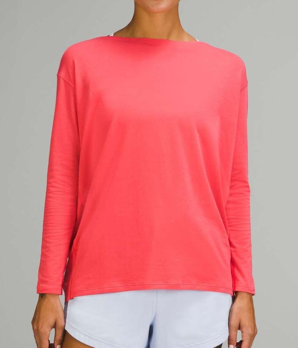 Lululemon Back in Action Long Sleeve Shirt Size Medium Pink Raspberry Athleisure
